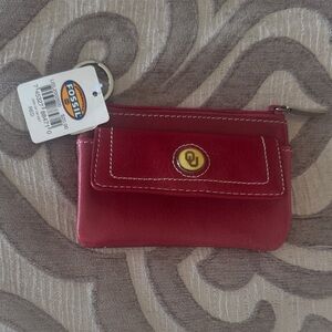 Fossil Red Women's leather OU coin purse